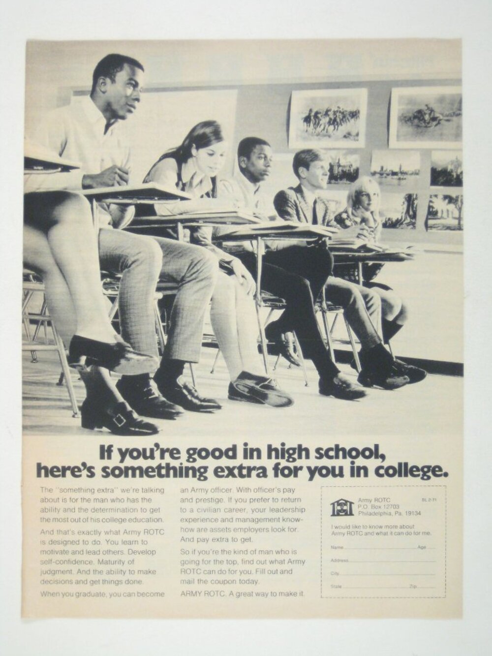If Youre Good In High School Heres Something Extra Army ROTC Recruitment Ad 1971